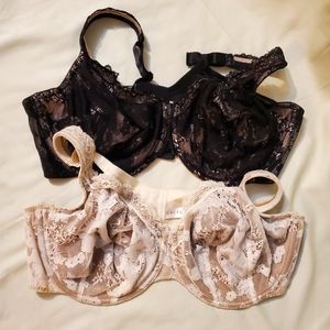 Cacique. 2-pack Underwire Lace Bras. Size 44DD